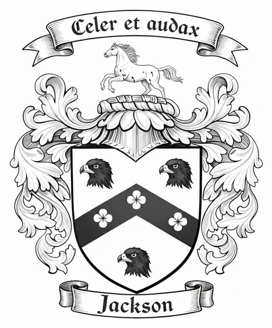 The Jackson Family Coat of Arms digital download: Includes Color PNG, B&W PNG, and SVG vector files