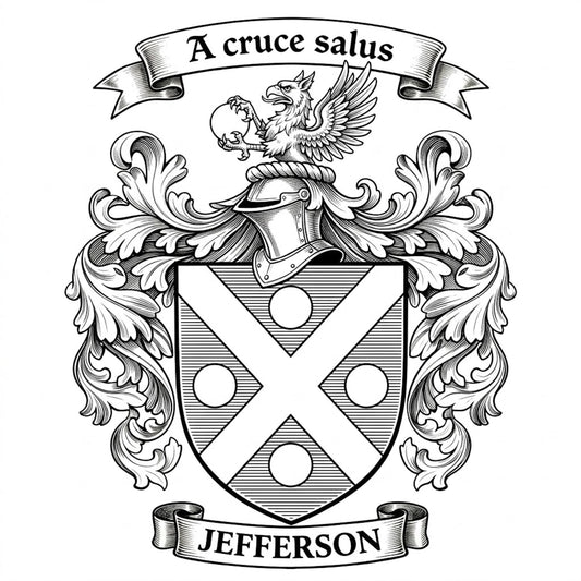 The Jefferson Family Coat of Arms digital download: Includes Color PNG, B&W PNG, and SVG vector files