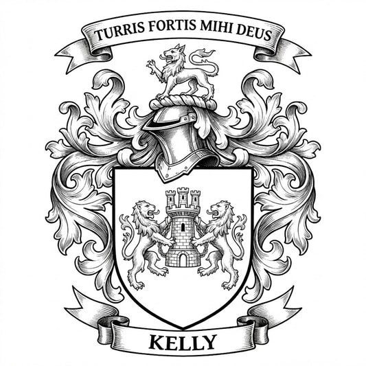 The Kelly Family Coat of Arms digital download: Includes Color PNG, B&W PNG, and SVG vector files