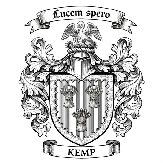 The Kemp Family Coat of Arms digital download: Includes Color PNG, B&W PNG, and SVG vector files