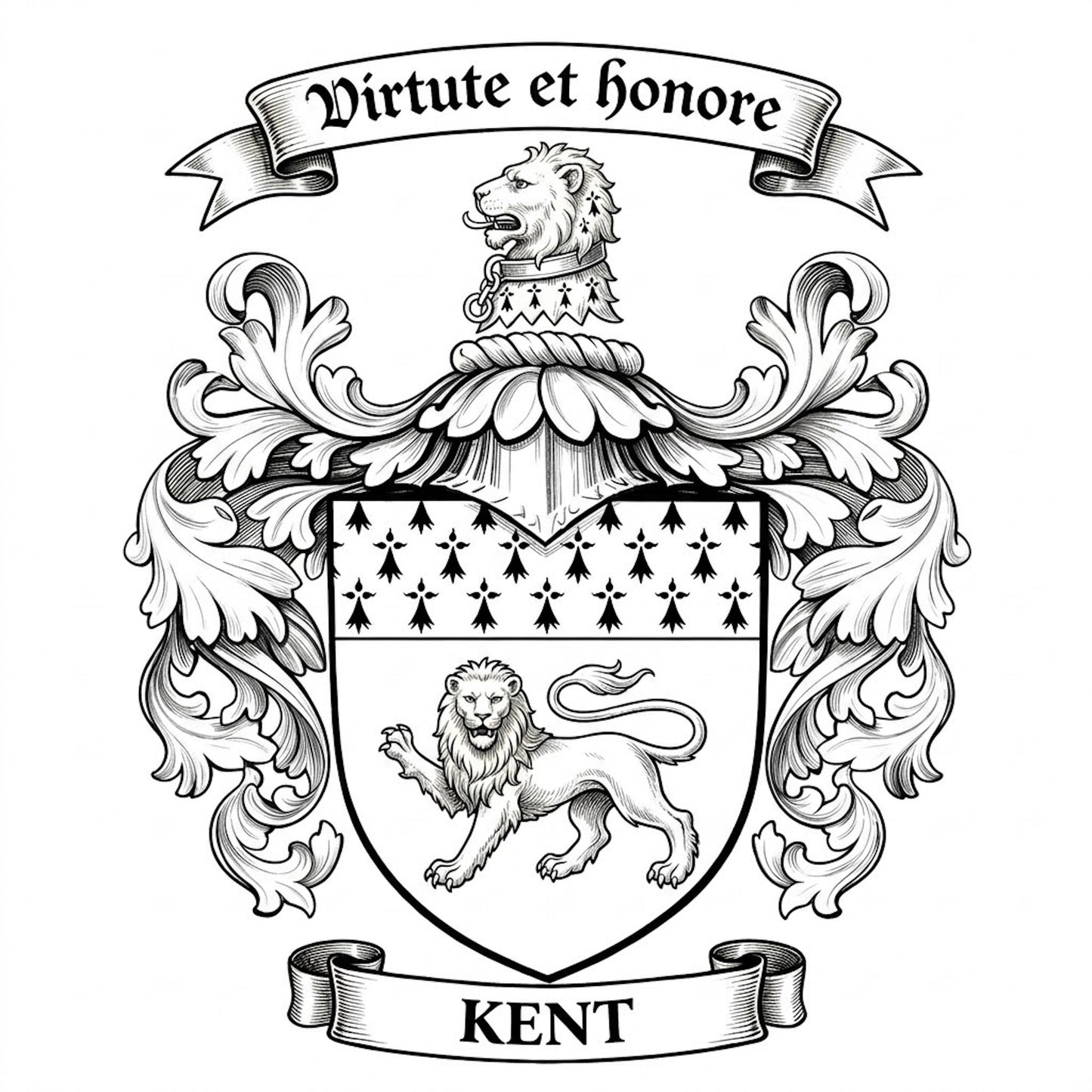 The Kent Family Coat of Arms digital download: Includes Color PNG, B&W PNG, and SVG vector files