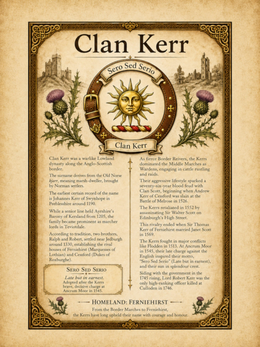 Scottish Clan Kerr Heritage Poster - Instant Digital Download