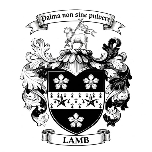 The Lamb Family Coat of Arms digital download: Includes Color PNG, B&W PNG, and SVG vector files