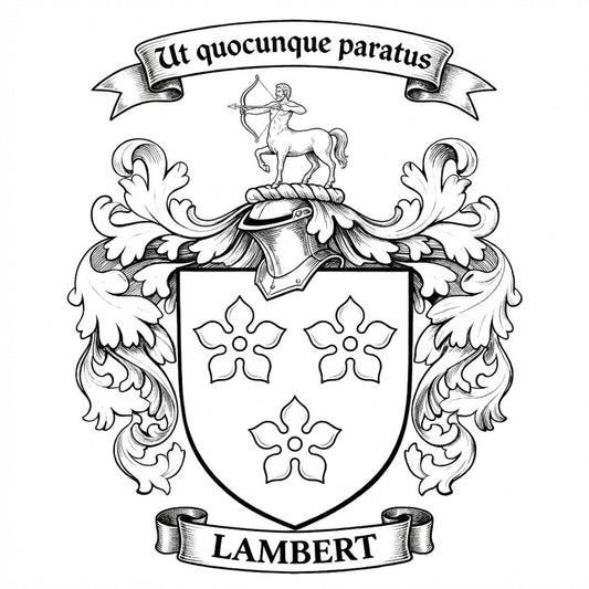 The Lambert Family Coat of Arms digital download: Includes Color PNG, B&W PNG, and SVG vector files