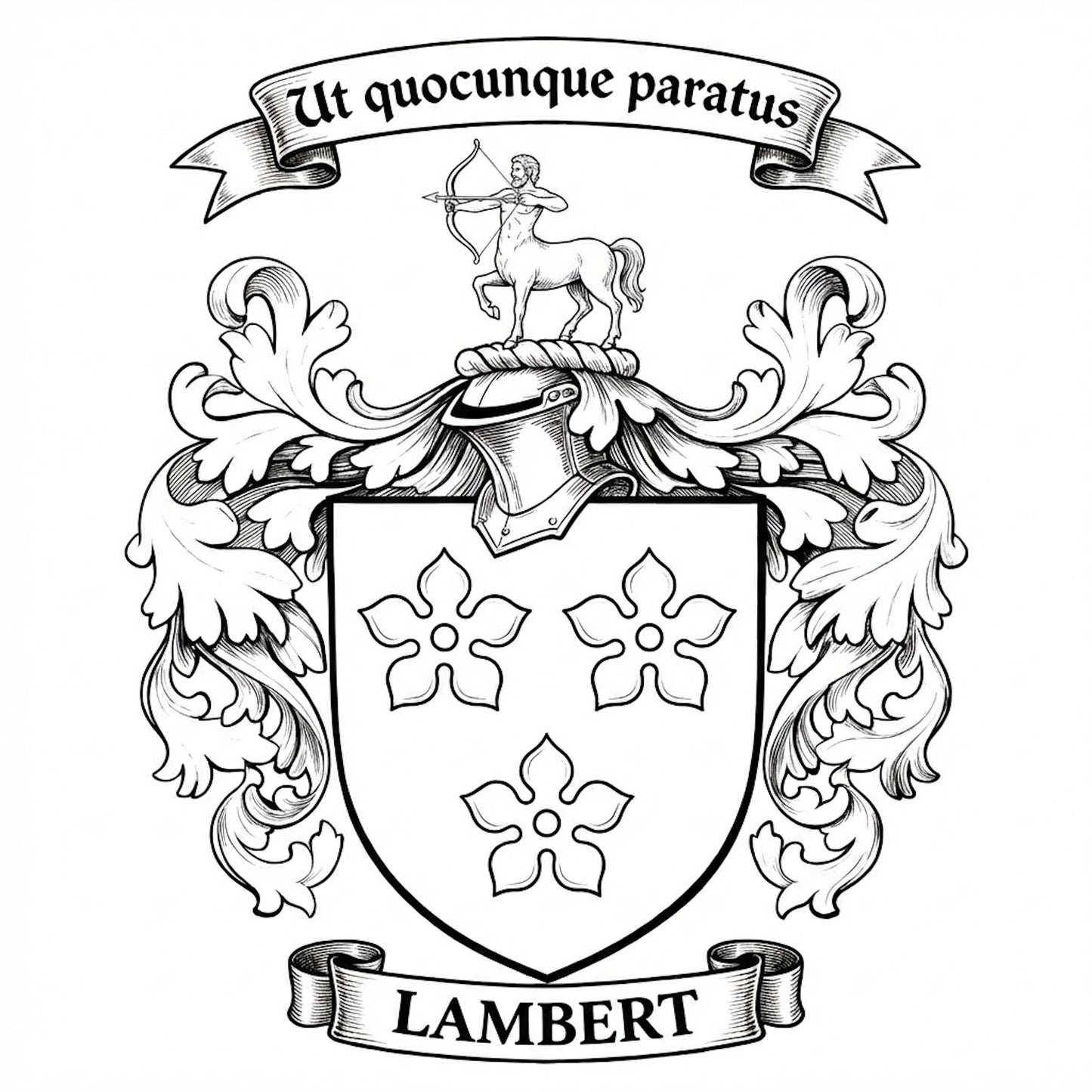 The Lambert Family Coat of Arms digital download: Includes Color PNG, B&W PNG, and SVG vector files
