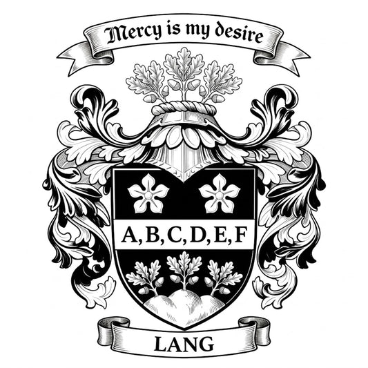 The Lang Family Coat of Arms digital download: Includes Color PNG, B&W PNG, and SVG vector files