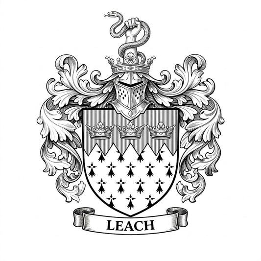 The Leach Family Coat of Arms digital download: Includes Color PNG, B&W PNG, and SVG vector files