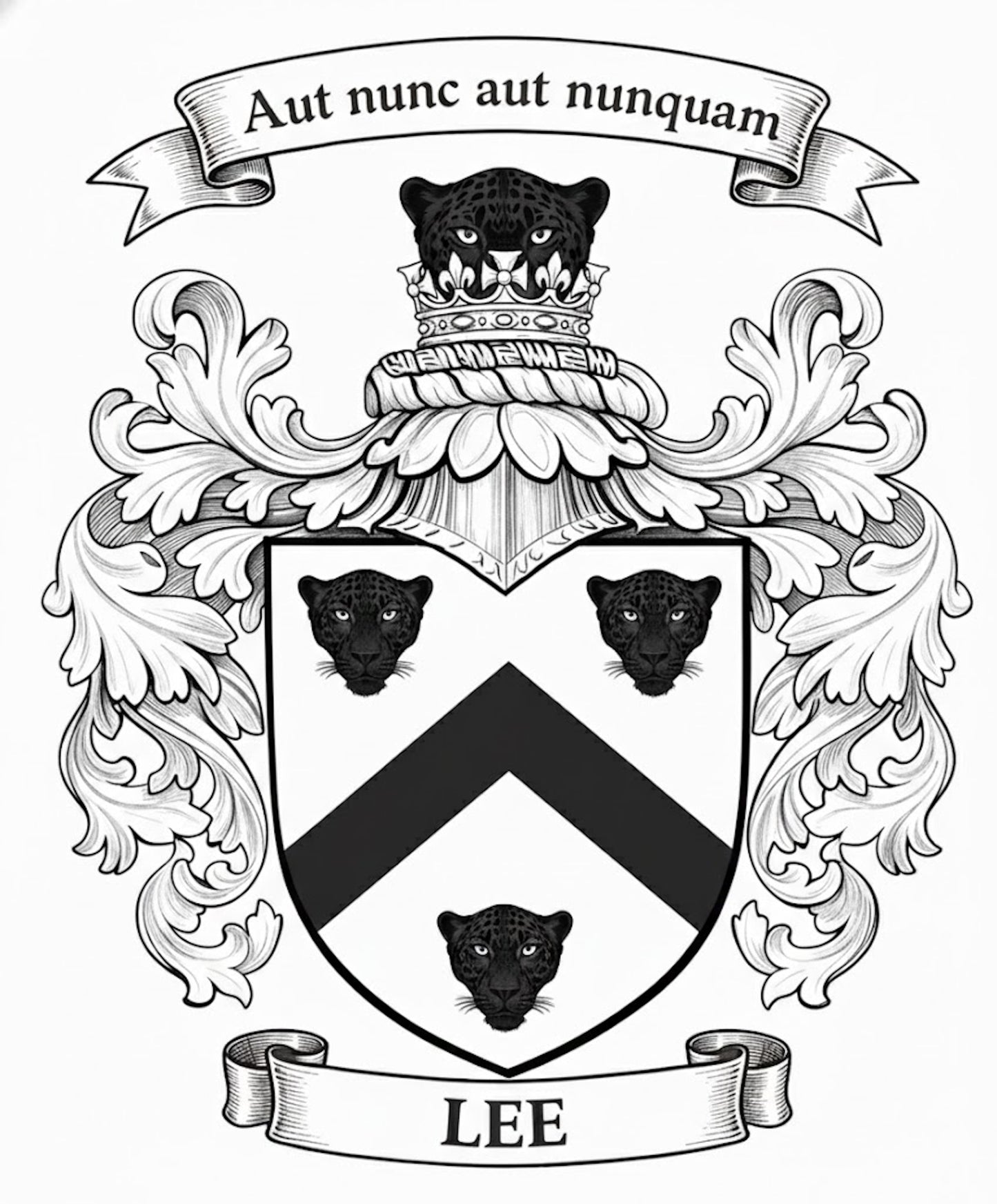 The Lee Family Coat of Arms digital download: Includes Color PNG, B&W PNG, and SVG vector files