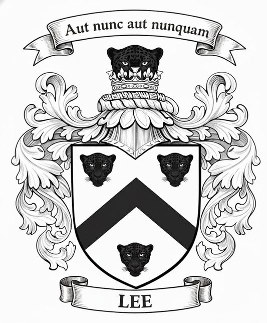The Lee Family Coat of Arms digital download: Includes Color PNG, B&W PNG, and SVG vector files