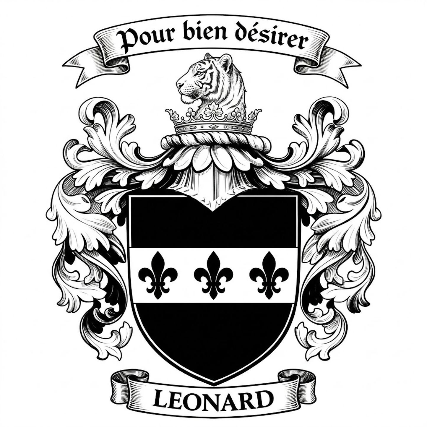 The Leonard Family Coat of Arms digital download: Includes Color PNG, B&W PNG, and SVG vector files