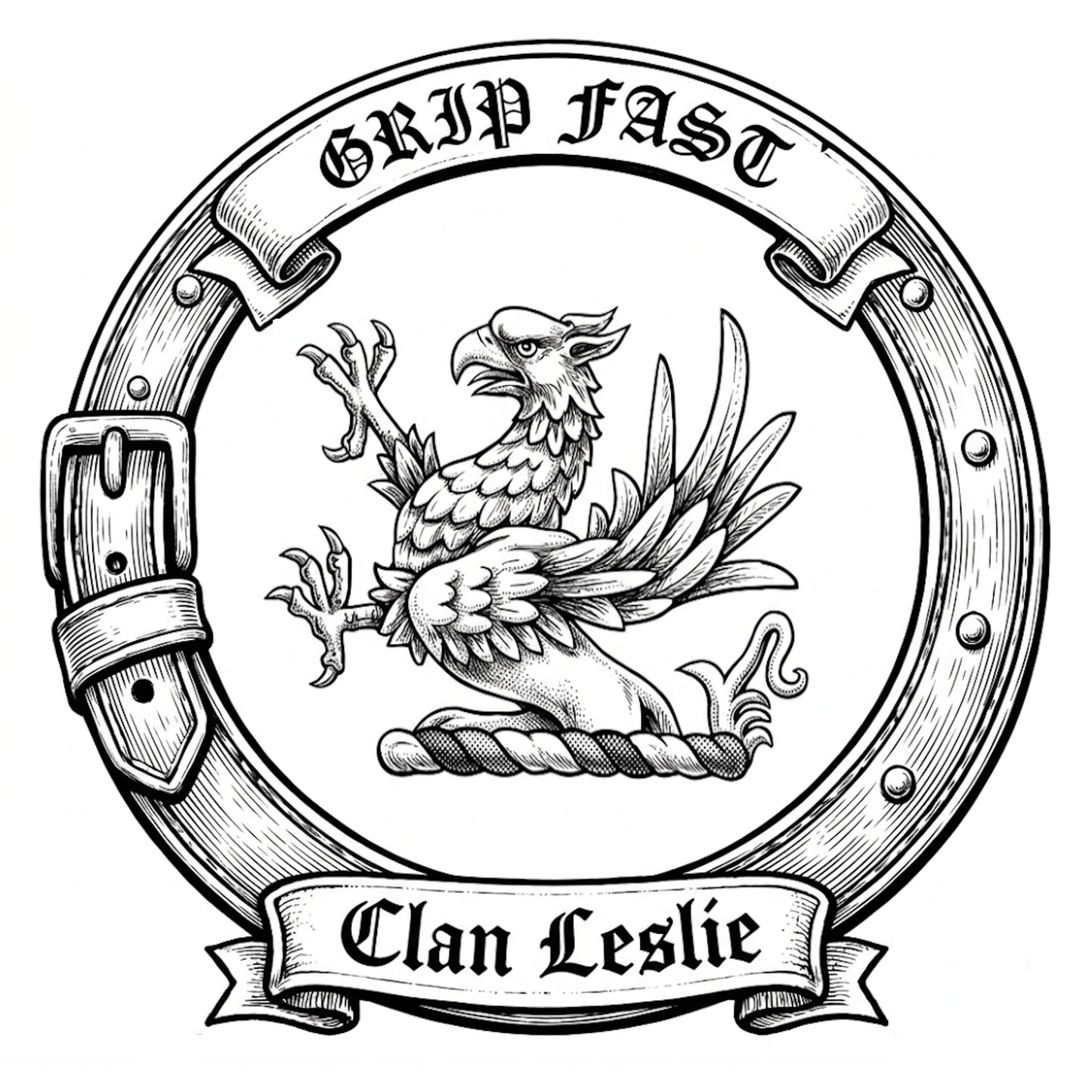 Clan Leslie Crest digital download: Includes Color PNG, B&W PNG, and SVG vector files