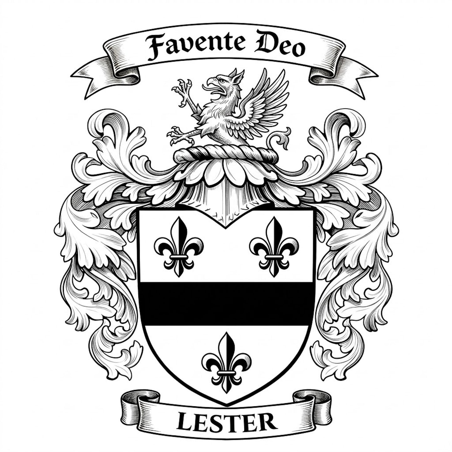 The Lester Family Coat of Arms digital download: Includes Color PNG, B&W PNG, and SVG vector files