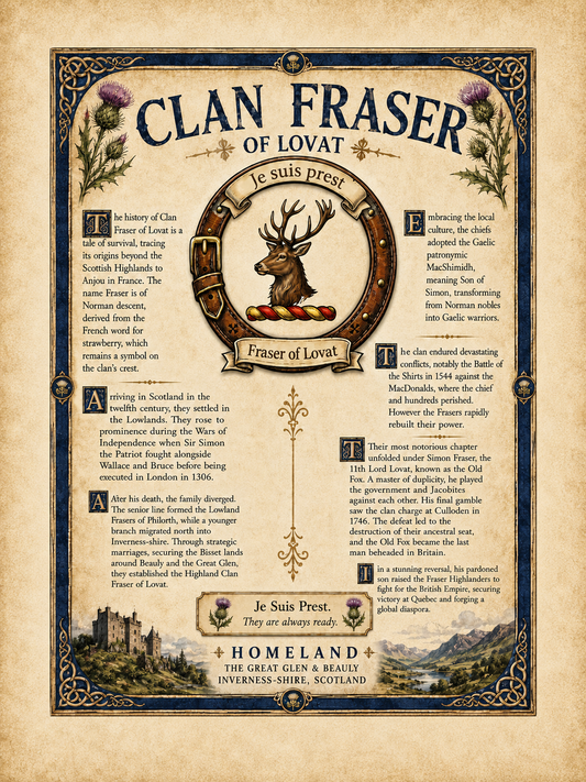 Scottish Clan Fraser of Lovat Heritage Poster - Instant Digital Download digital download: Includes Color PNG, B&W PNG, and SVG vector files