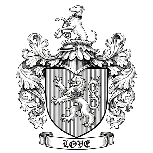 The Love Family Coat of Arms digital download: Includes Color PNG, B&W PNG, and SVG vector files