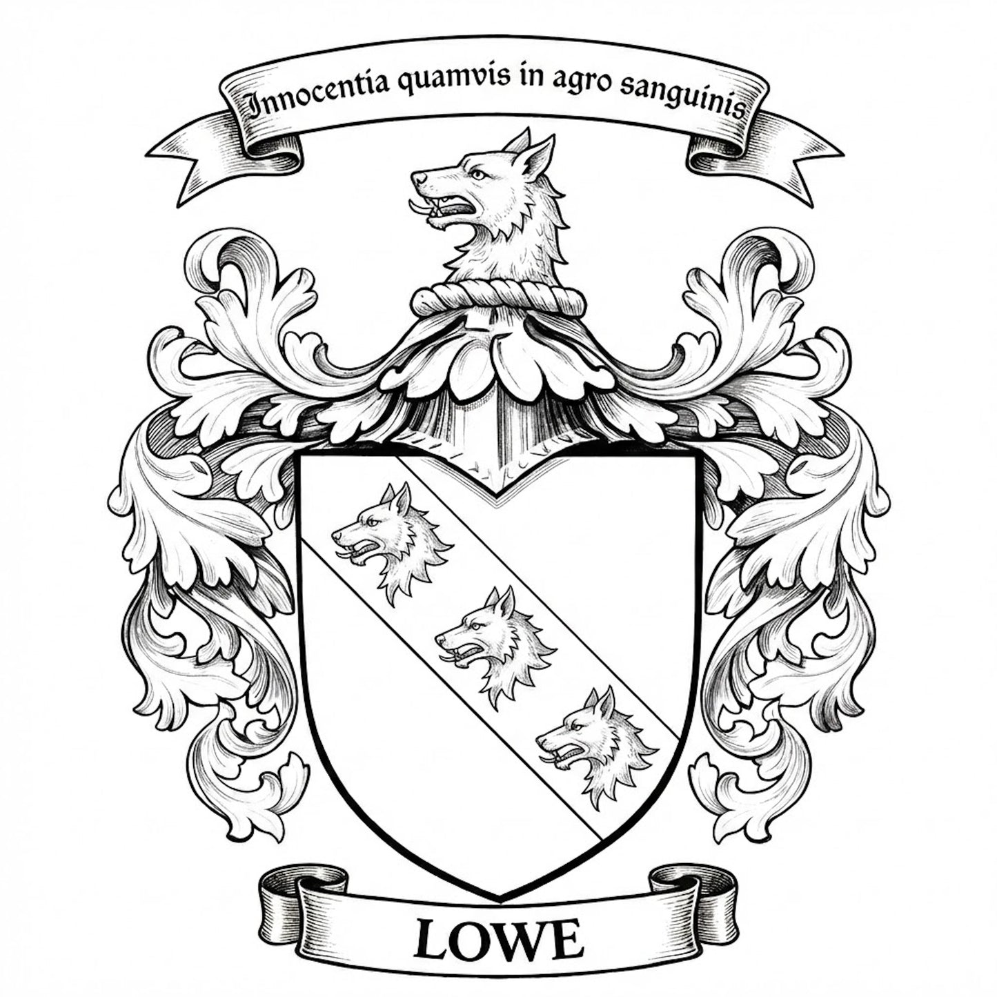 The Lowe Family Coat of Arms digital download: Includes Color PNG, B&W PNG, and SVG vector files
