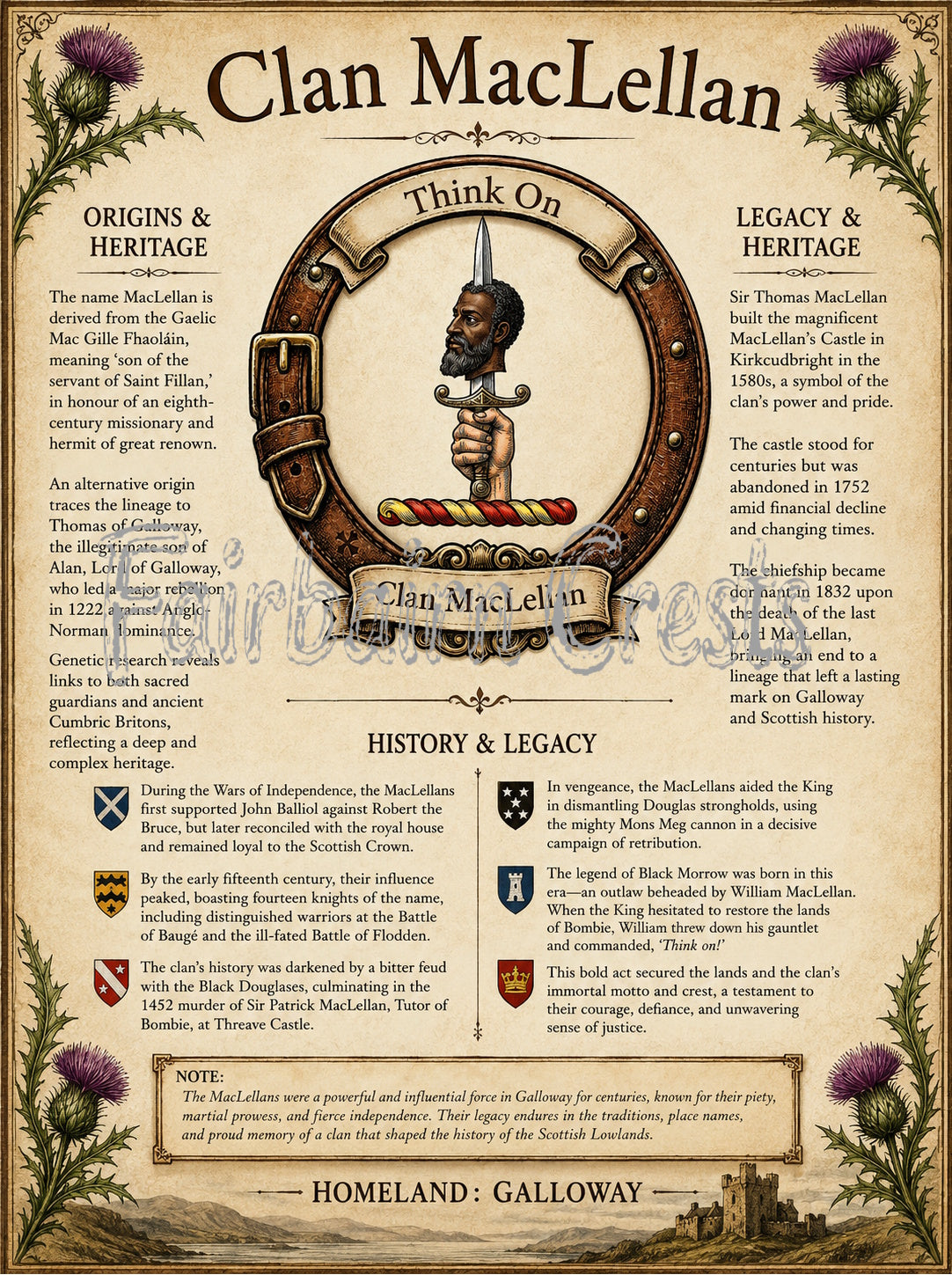 Scottish Clan MacLellan Heritage Poster - Instant Digital Download