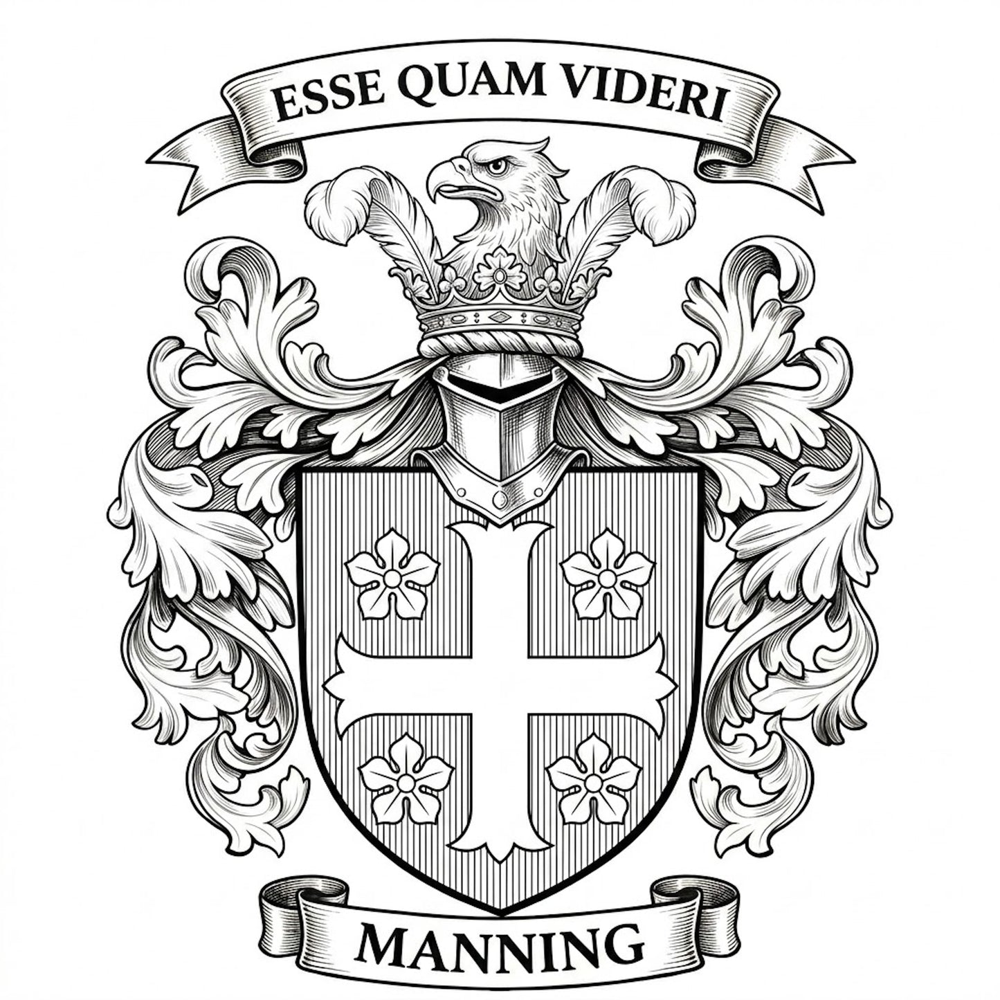The Manning Family Coat of Arms digital download: Includes Color PNG, B&W PNG, and SVG vector files