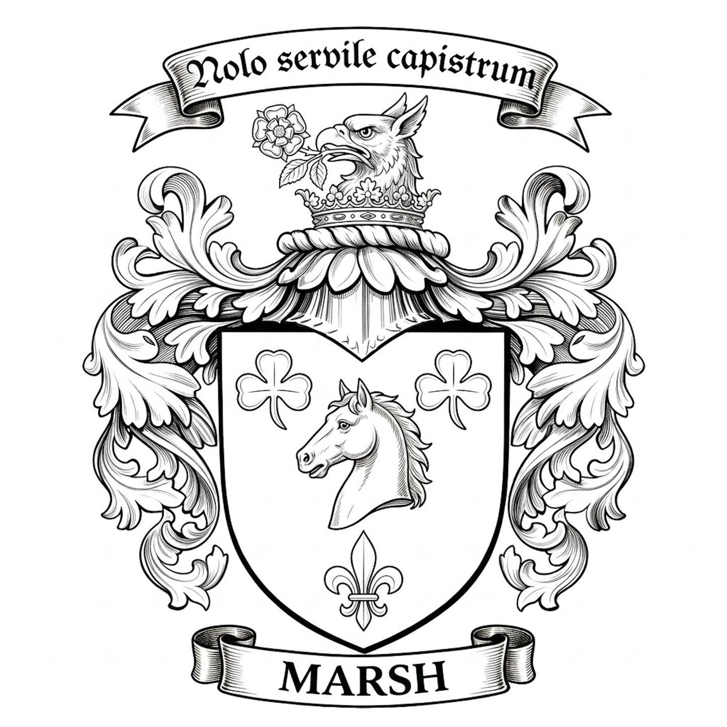 The Marsh Family Coat of Arms digital download: Includes Color PNG, B&W PNG, and SVG vector files