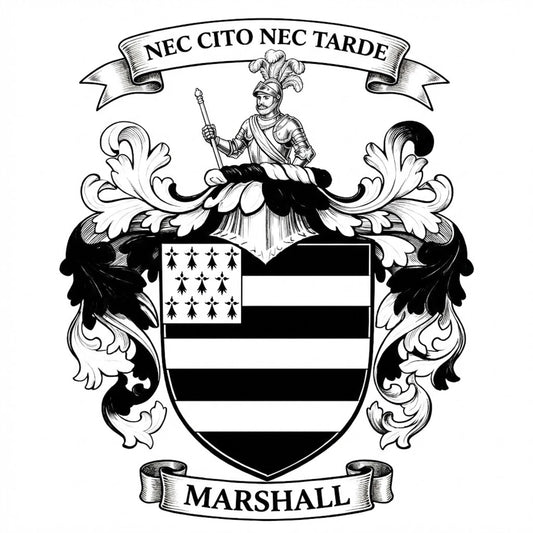 The Marshall Family Coat of Arms digital download: Includes Color PNG, B&W PNG, and SVG vector files