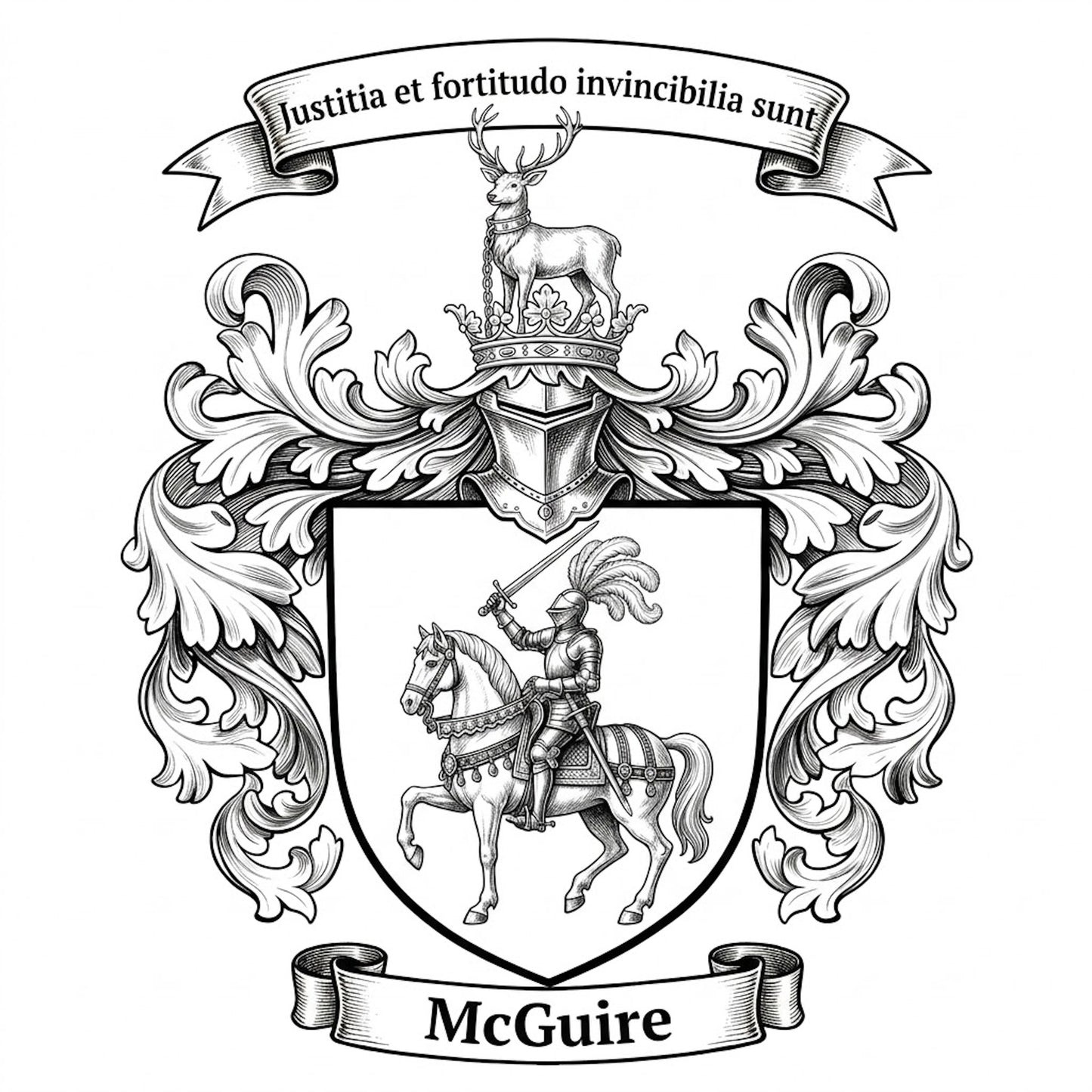 The McGuire Family Coat of Arms digital download: Includes Color PNG, B&W PNG, and SVG vector files