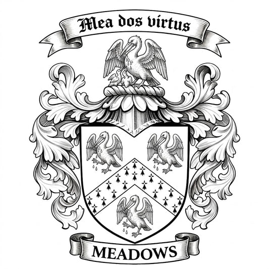 The Meadows Family Coat of Arms digital download: Includes Color PNG, B&W PNG, and SVG vector files