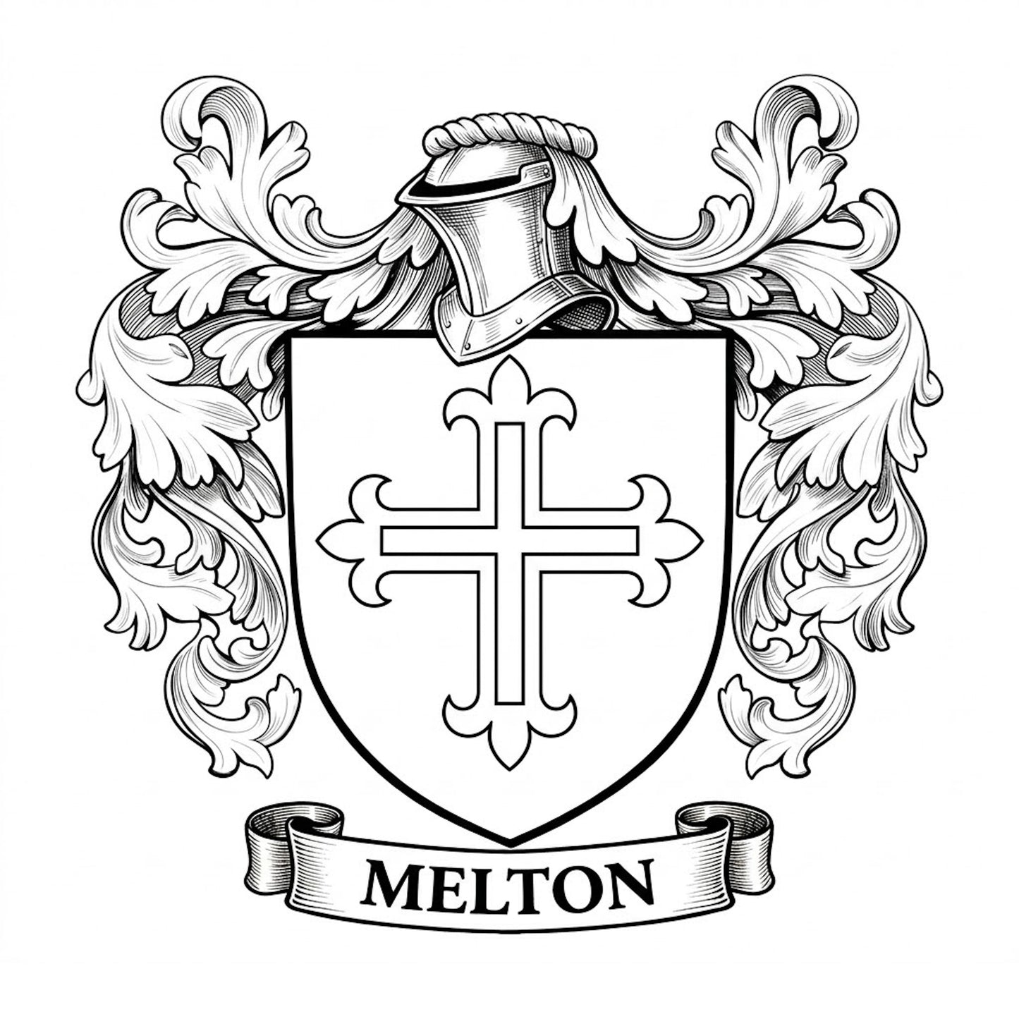 The Melton Family Coat of Arms digital download: Includes Color PNG, B&W PNG, and SVG vector files