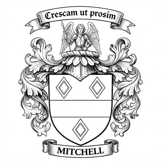 The Mitchell Family Coat of Arms digital download: Includes Color PNG, B&W PNG, and SVG vector files