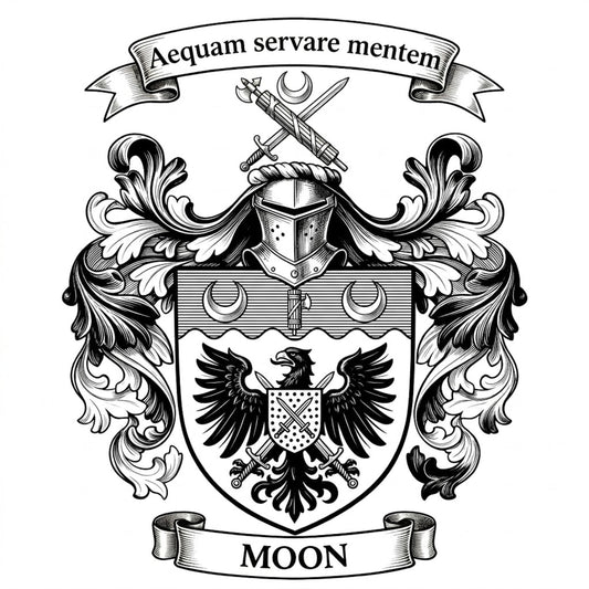 The Moon Family Coat of Arms digital download: Includes Color PNG, B&W PNG, and SVG vector files