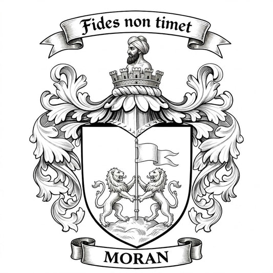 The Moran Family Coat of Arms digital download: Includes Color PNG, B&W PNG, and SVG vector files