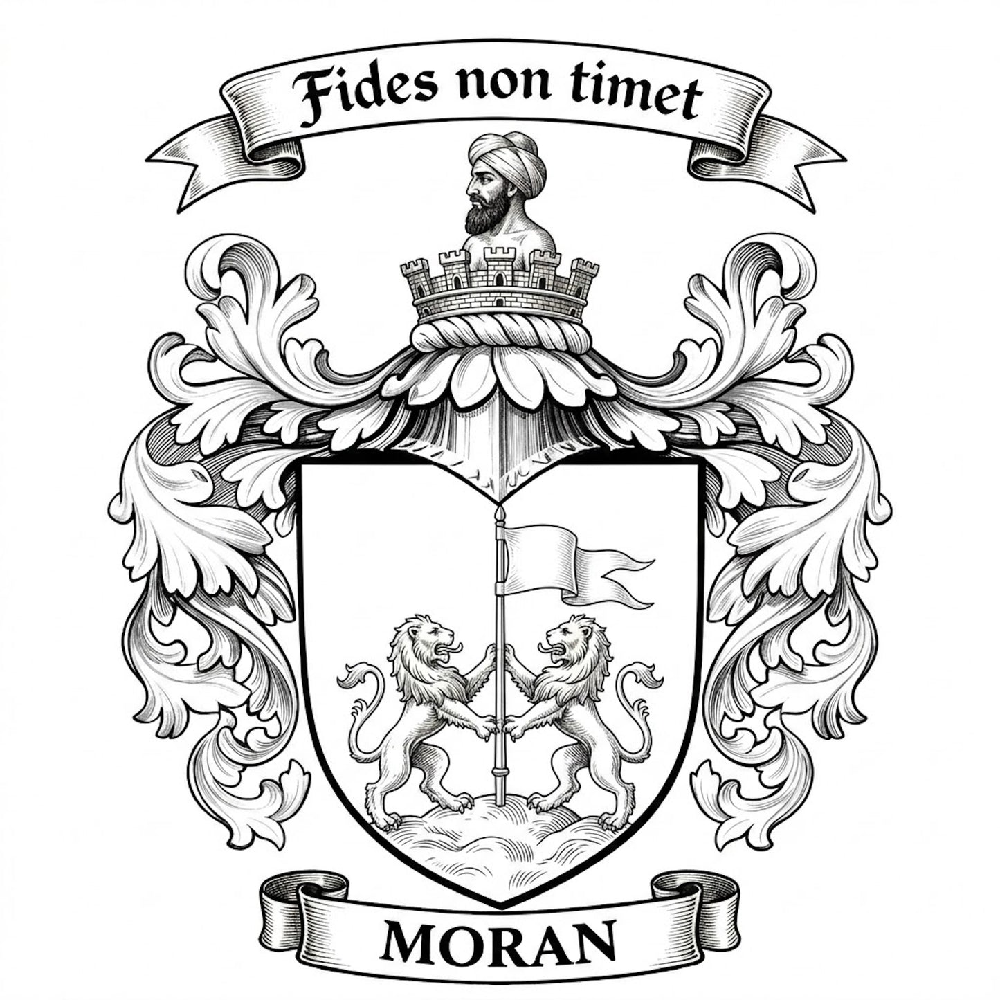 The Moran Family Coat of Arms digital download: Includes Color PNG, B&W PNG, and SVG vector files