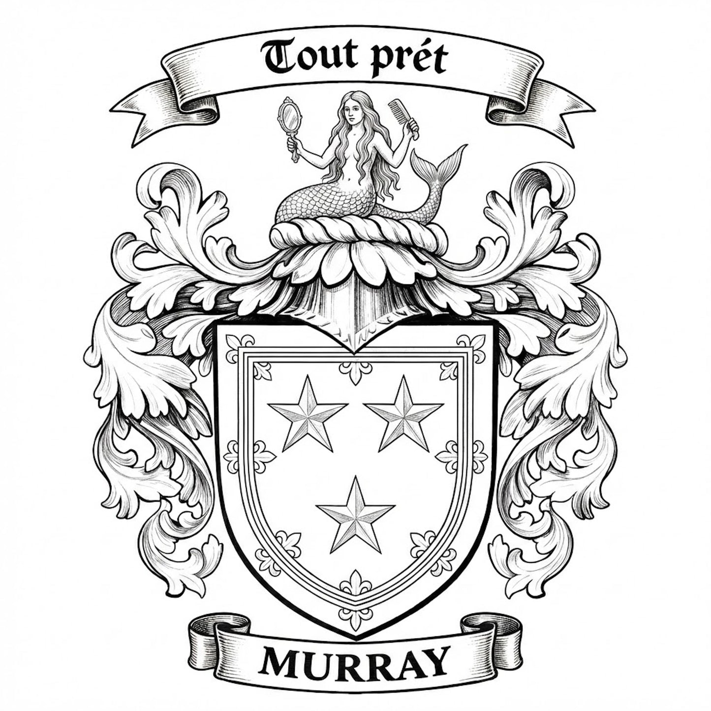 The Murray Family Coat of Arms digital download: Includes Color PNG, B&W PNG, and SVG vector files