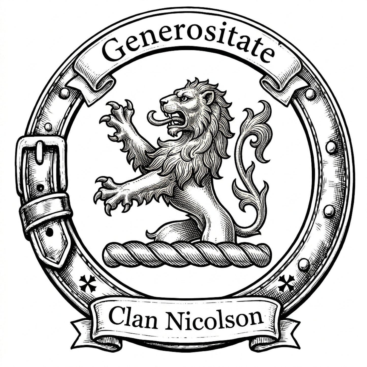 Clan Nicolson Crest digital download: Includes Color PNG, B&W PNG, and SVG vector files
