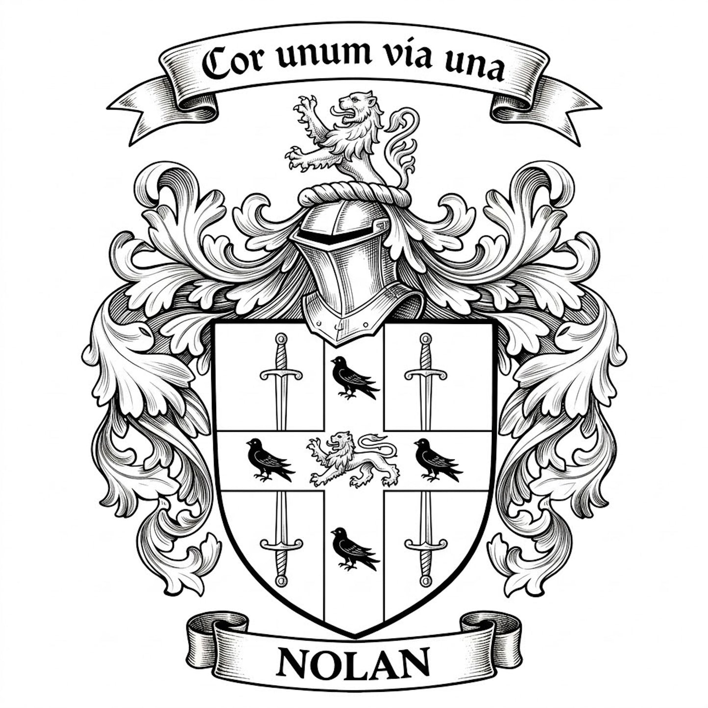 The Nolan Family Coat of Arms digital download: Includes Color PNG, B&W PNG, and SVG vector files