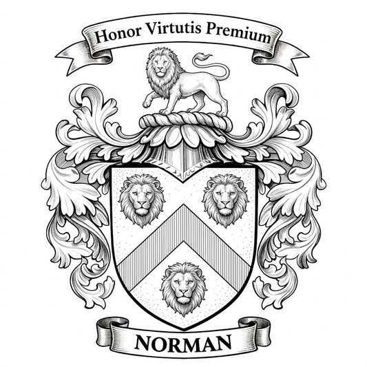 The Norman Family Coat of Arms digital download: Includes Color PNG, B&W PNG, and SVG vector files