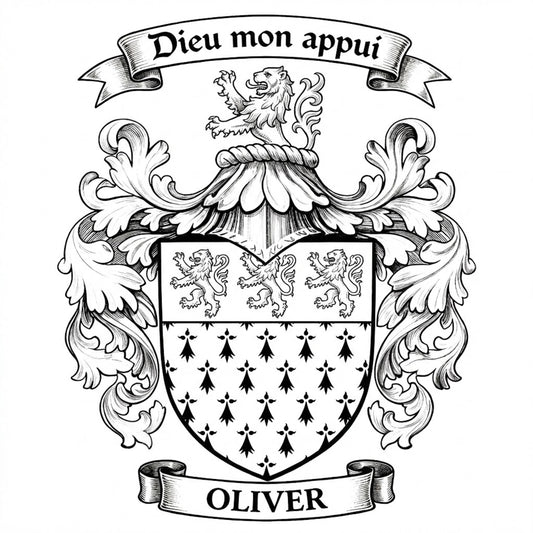 The Oliver Family Coat of Arms digital download: Includes Color PNG, B&W PNG, and SVG vector files