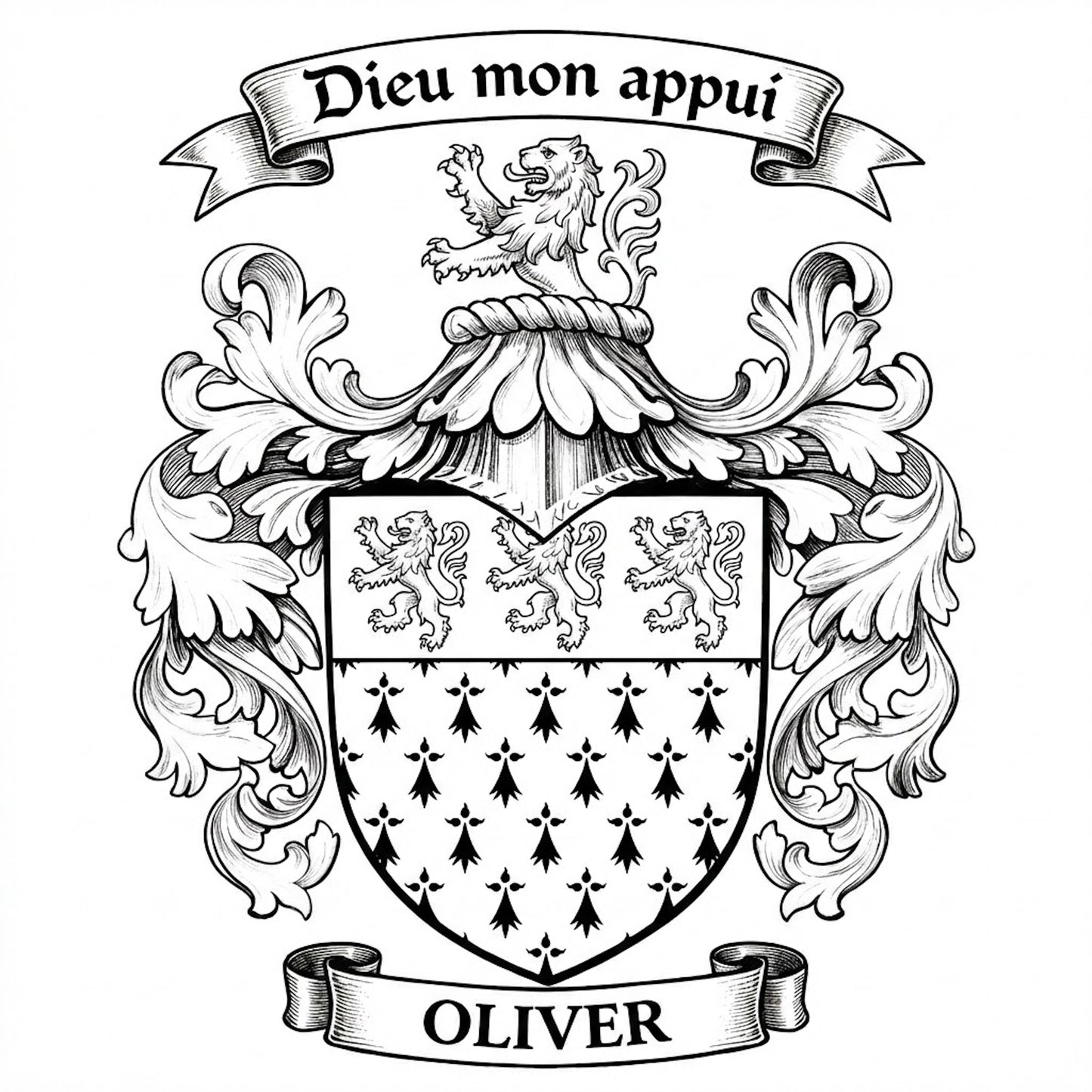 The Oliver Family Coat of Arms digital download: Includes Color PNG, B&W PNG, and SVG vector files