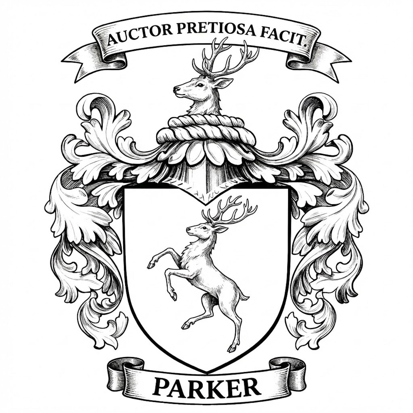 The Parker Family Coat of Arms digital download: Includes Color PNG, B&W PNG, and SVG vector files