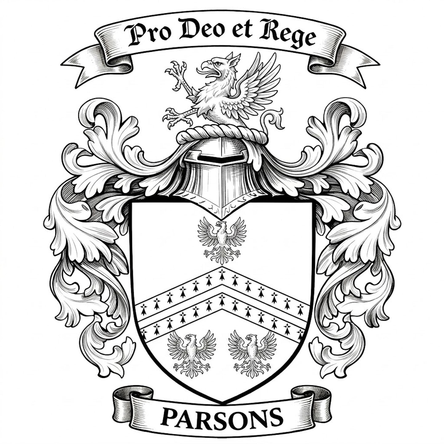 The Parsons Family Coat of Arms digital download: Includes Color PNG, B&W PNG, and SVG vector files