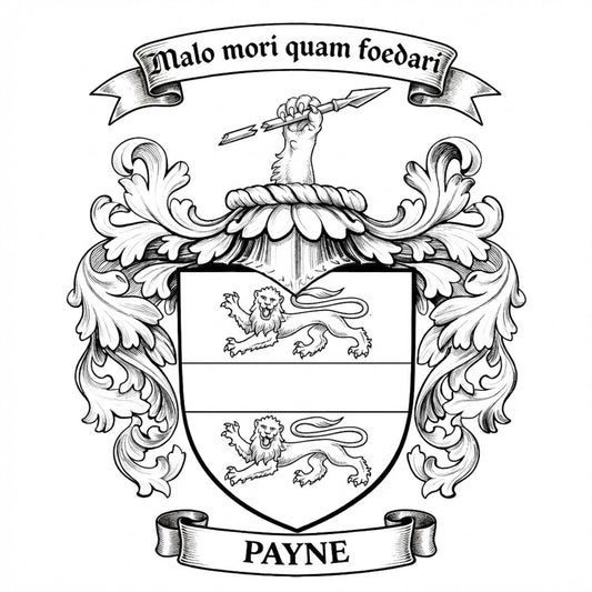 The Payne Family Coat of Arms digital download: Includes Color PNG, B&W PNG, and SVG vector files