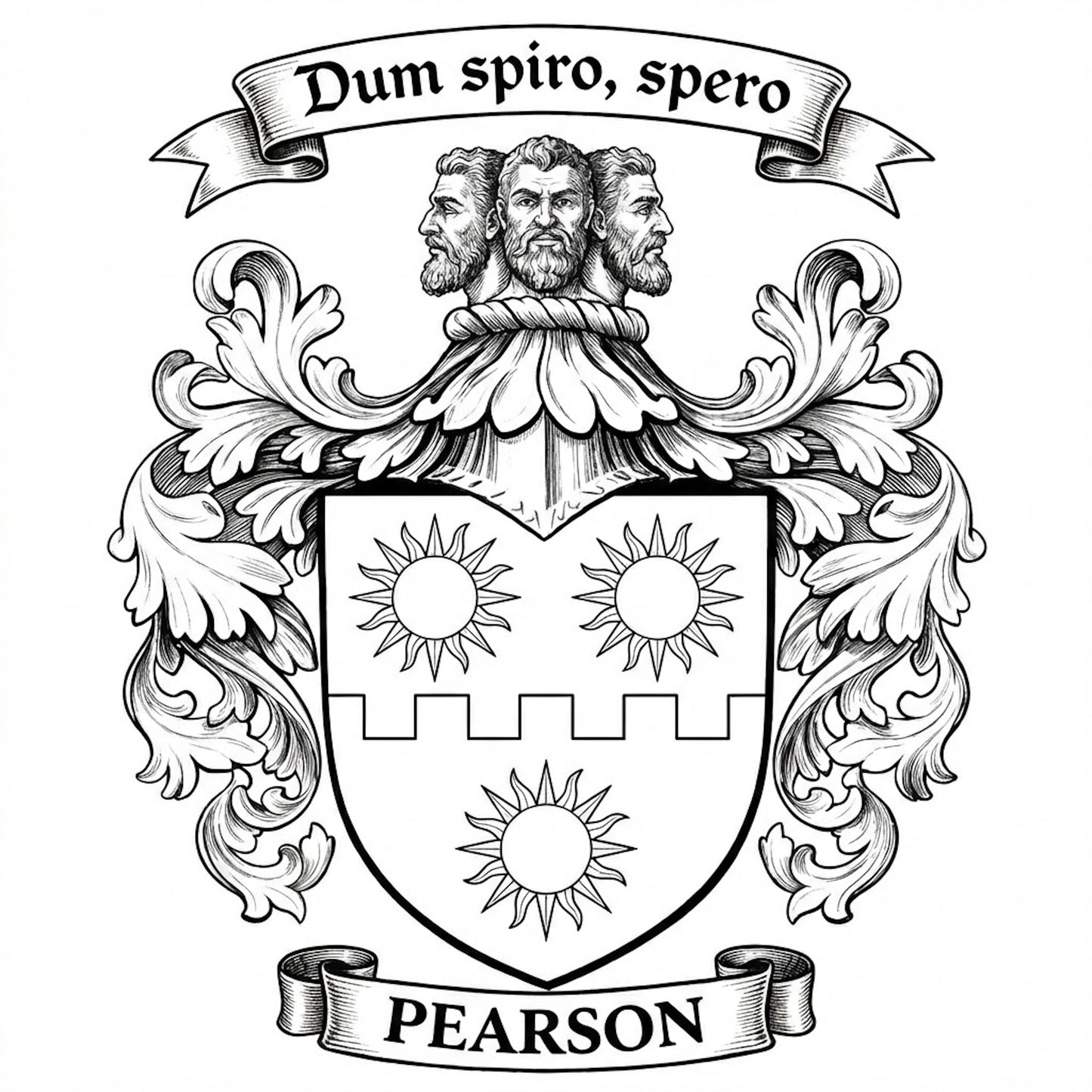 The Pearson Family Coat of Arms digital download: Includes Color PNG, B&W PNG, and SVG vector files