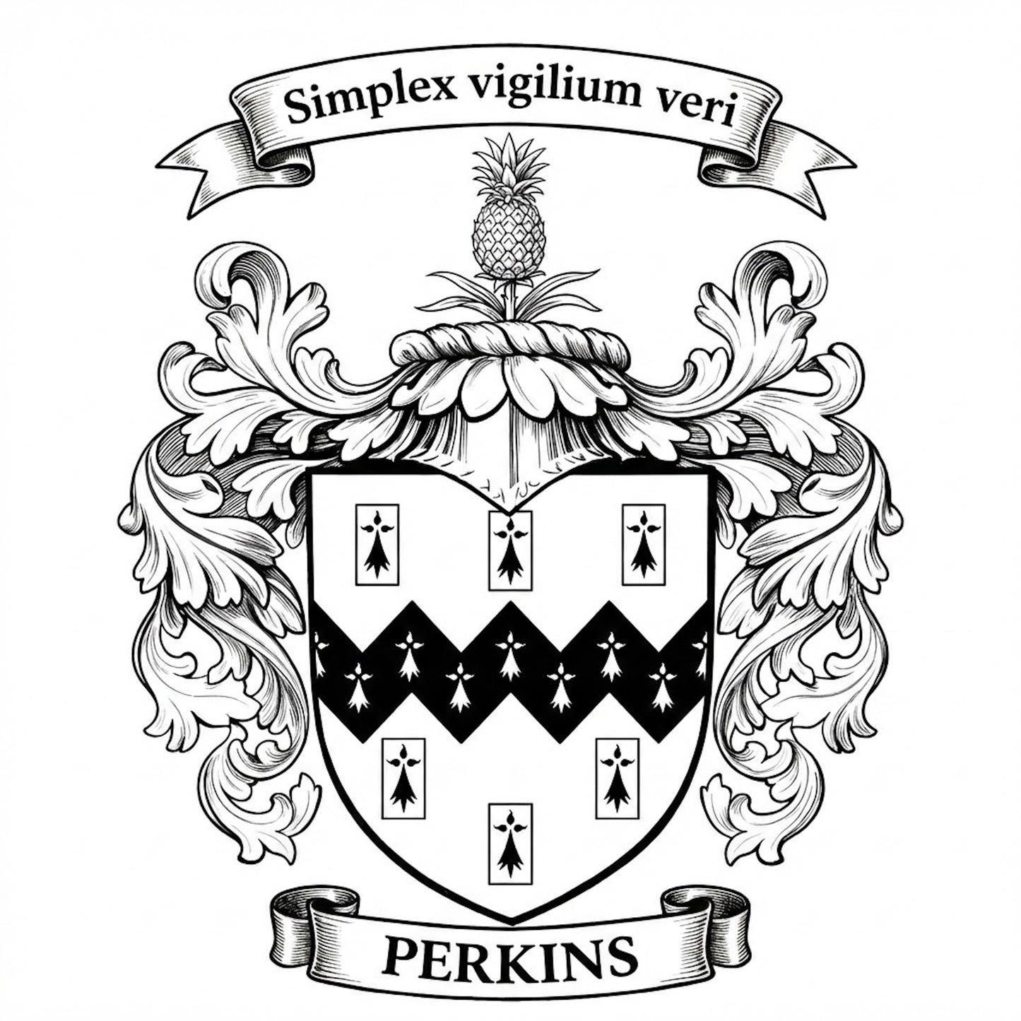 The Perkins Family Coat of Arms digital download: Includes Color PNG, B&W PNG, and SVG vector files