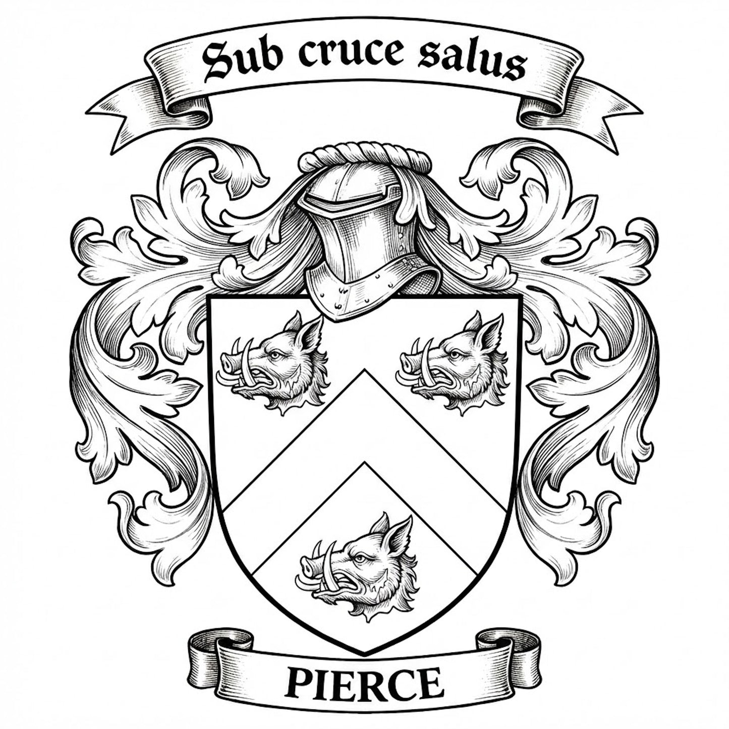 The Pierce Family Coat of Arms digital download: Includes Color PNG, B&W PNG, and SVG vector files
