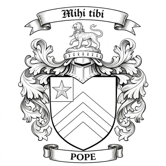 The Pope Family Coat of Arms digital download: Includes Color PNG, B&W PNG, and SVG vector files
