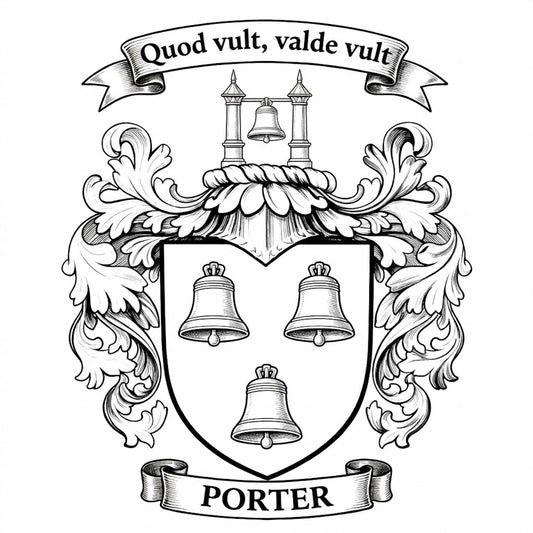 The Porter Family Coat of Arms digital download: Includes Color PNG, B&W PNG, and SVG vector files