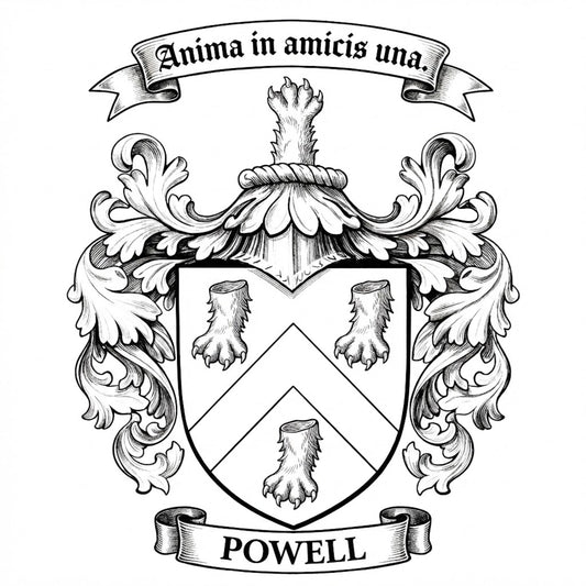 The Powell Family Coat of Arms digital download: Includes Color PNG, B&W PNG, and SVG vector files
