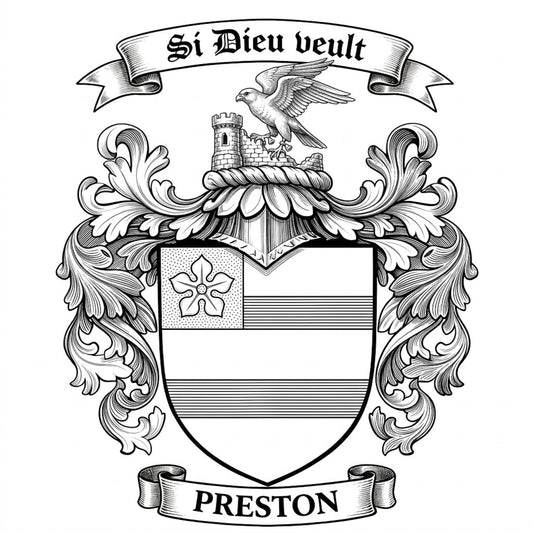 The Preston Family Coat of Arms digital download: Includes Color PNG, B&W PNG, and SVG vector files