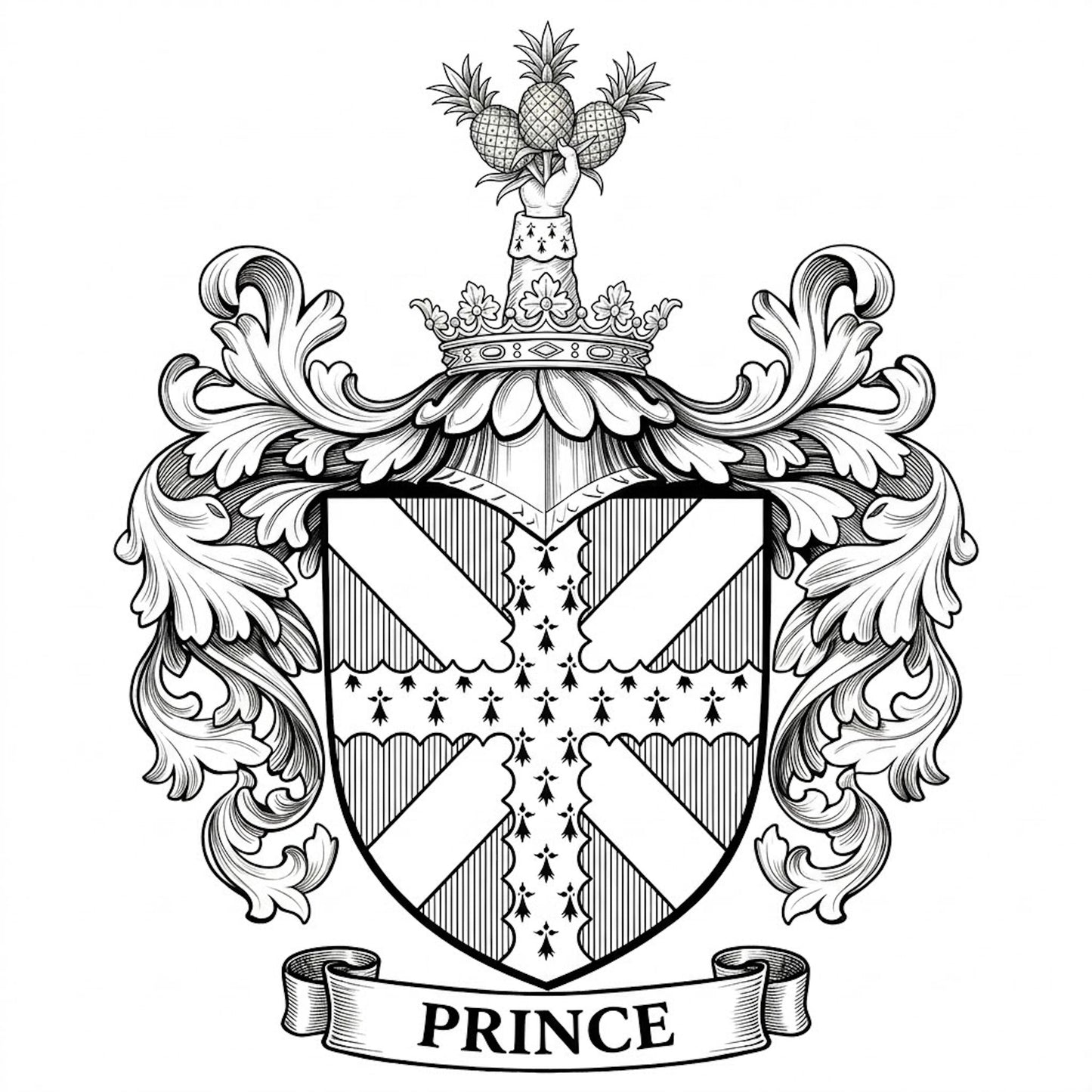The Prince Family Coat of Arms digital download: Includes Color PNG, B&W PNG, and SVG vector files