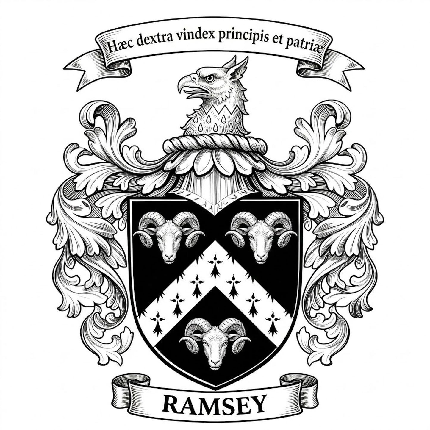 The Ramsey Family Coat of Arms digital download: Includes Color PNG, B&W PNG, and SVG vector files