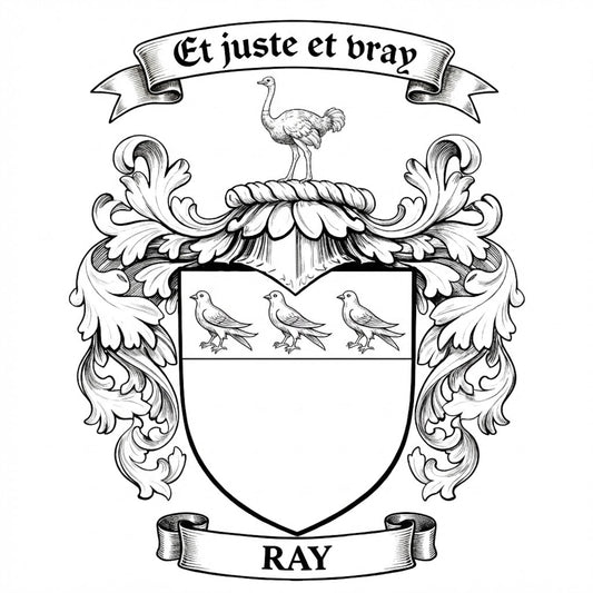 The Ray Family Coat of Arms digital download: Includes Color PNG, B&W PNG, and SVG vector files