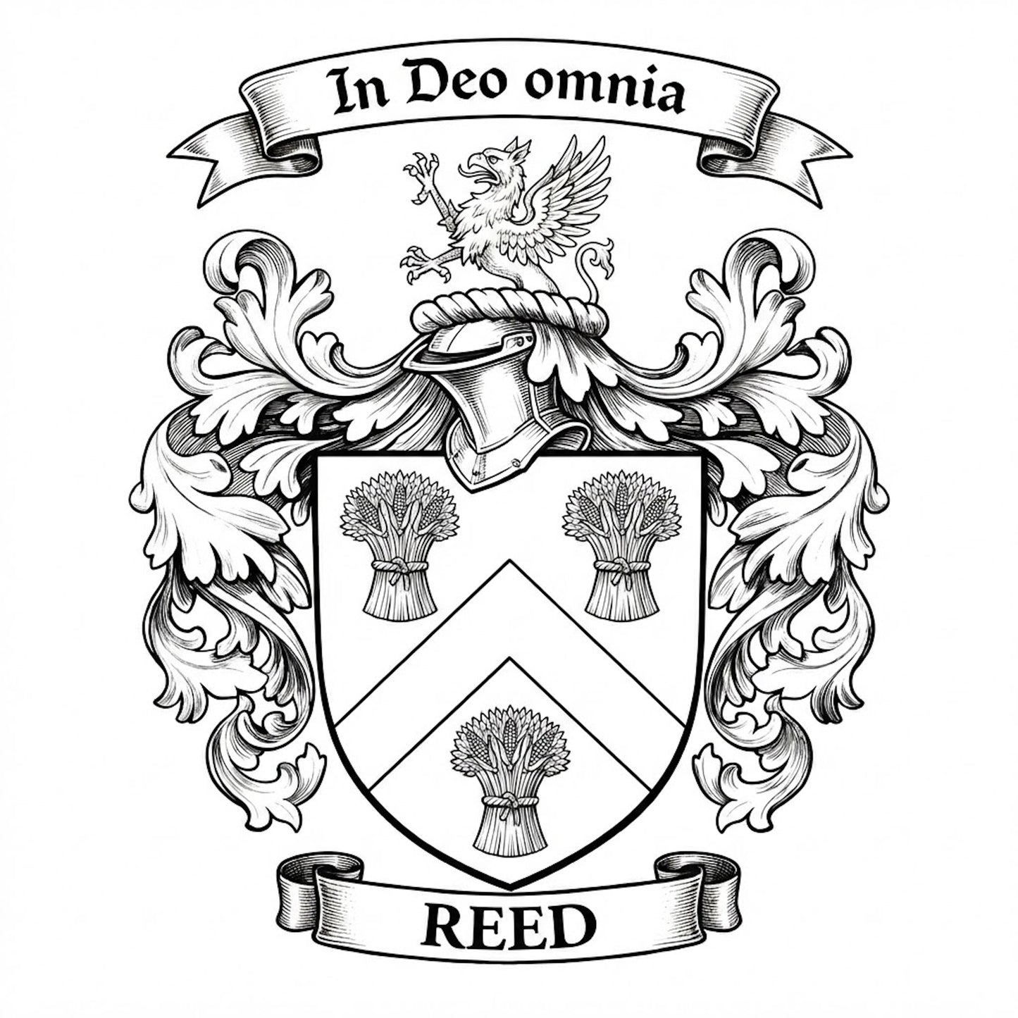 The Reed Family Coat of Arms digital download: Includes Color PNG, B&W PNG, and SVG vector files